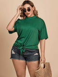 Plus Size Tied Cold-Shoulder Tee Shirt - Trendsi - Flyclothing LLC
