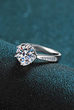 3 Carat Moissanite Rhodium-Plated Side Stone Ring - Trendsi - Flyclothing LLC