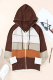 Zip-Up Raglan Sleeve Openwork Hooded Cardigan - Trendsi - Flyclothing LLC