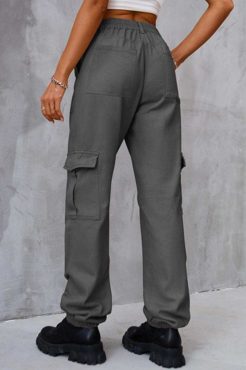Buttoned High Waist Jeans with Pockets - Trendsi - Flyclothing LLC