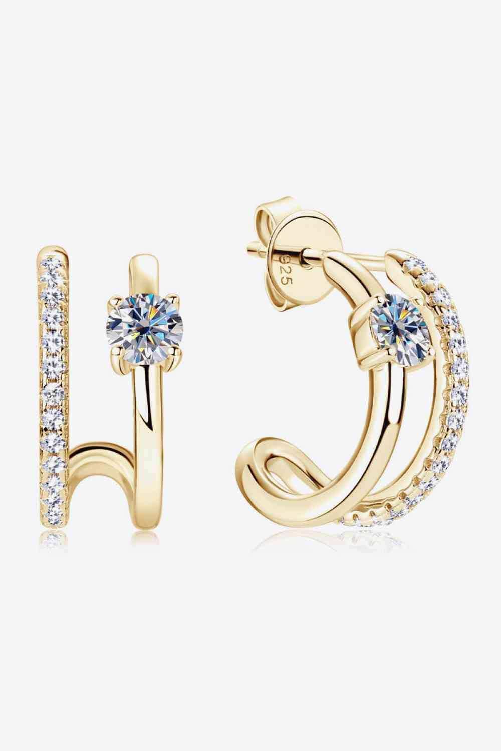 Moissanite 925 Sterling Silver C-Hoop Earrings - Trendsi - Flyclothing LLC