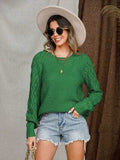 Openwork Round Neck Raglan Sleeve Sweater - Trendsi - Flyclothing LLC