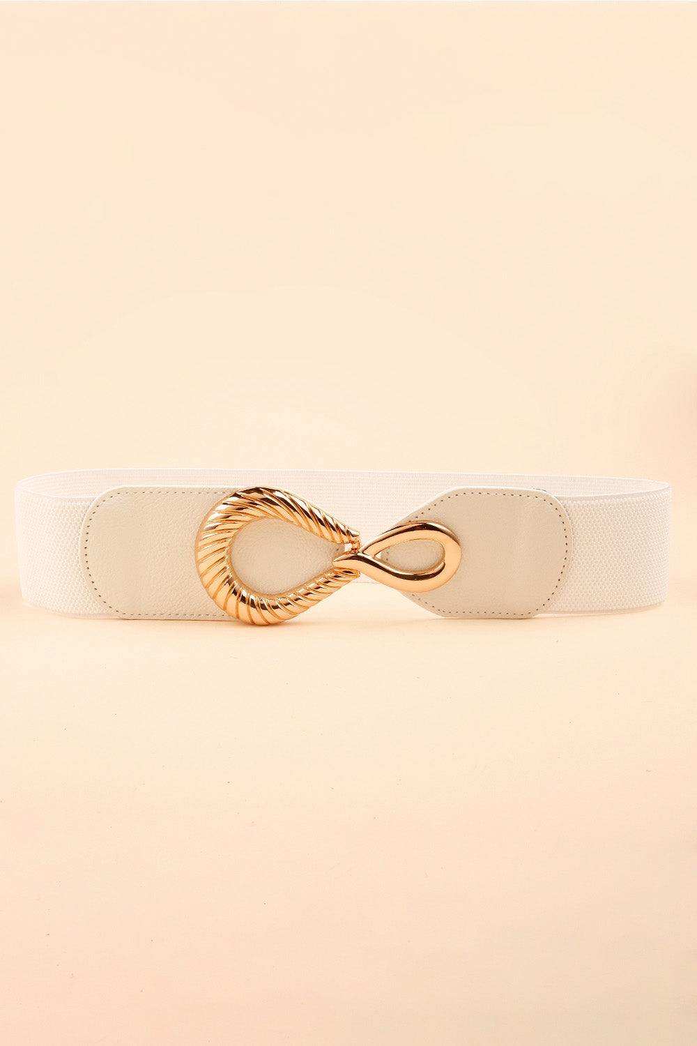 Ribbed Alloy Buckle Elastic Belt - Trendsi - Flyclothing LLC