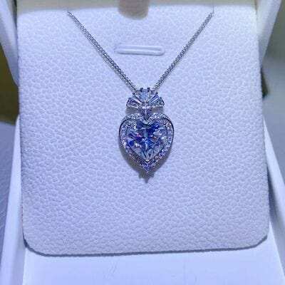 3 Carat Moissanite 925 Sterling Silver Heart Pendant Necklace - Trendsi - Flyclothing LLC