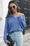 Cable-Knit V-Neck Sweater - Trendsi - Flyclothing LLC