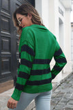 Striped Johnny Collar Sweater - Trendsi - Flyclothing LLC