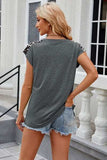 Leopard Round Neck Cap Sleeve T-Shirt - Trendsi - Flyclothing LLC