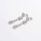 925 Sterling Silver Inlaid Zircon Geometric Dangle Earrings - Trendsi - Flyclothing LLC