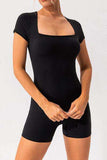 Square Neck Cap Sleeve Active Romper - Trendsi - Flyclothing LLC