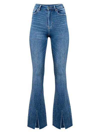 Slit Bootcut Jeans with Pockets - Trendsi - Flyclothing LLC