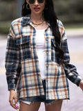 Plaid Dropped Shoulder Shacket - Trendsi - Flyclothing LLC