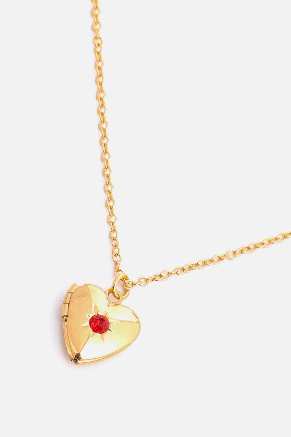 Zircon Heart Shape 14K Gold-Plated Pendant Necklace - Trendsi - Flyclothing LLC