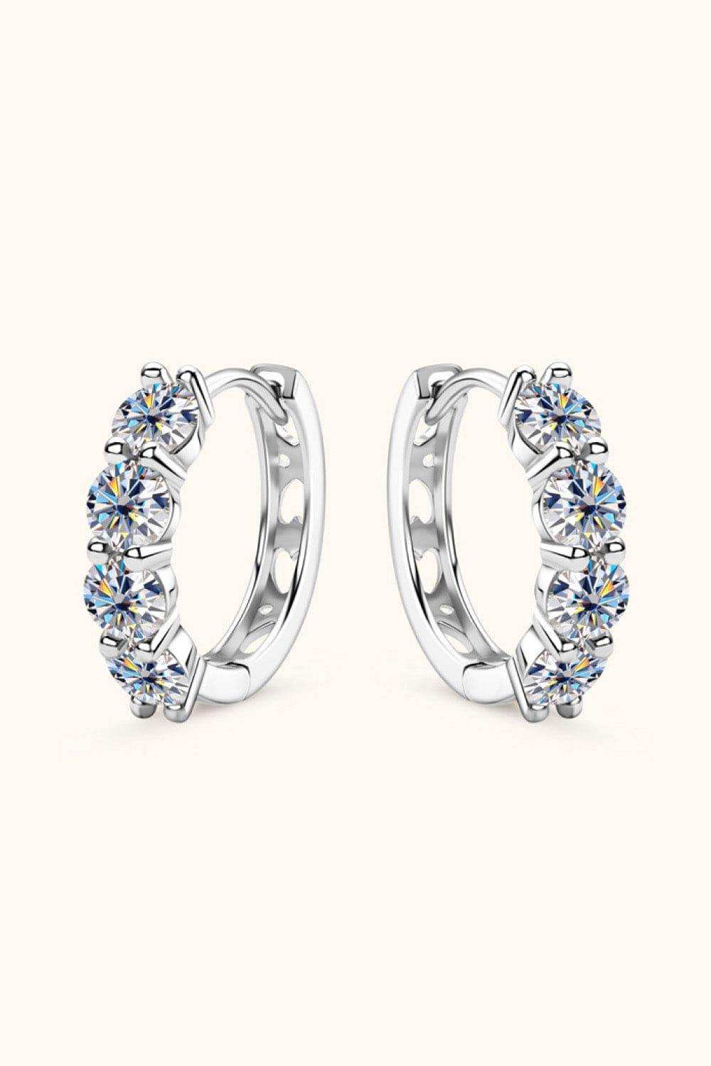 2.4 Carat Moissanite Huggie Earrings - Trendsi - Flyclothing LLC