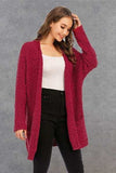 Pocketed Open Front Long Sleeve Cardigan - Trendsi - Flyclothing LLC