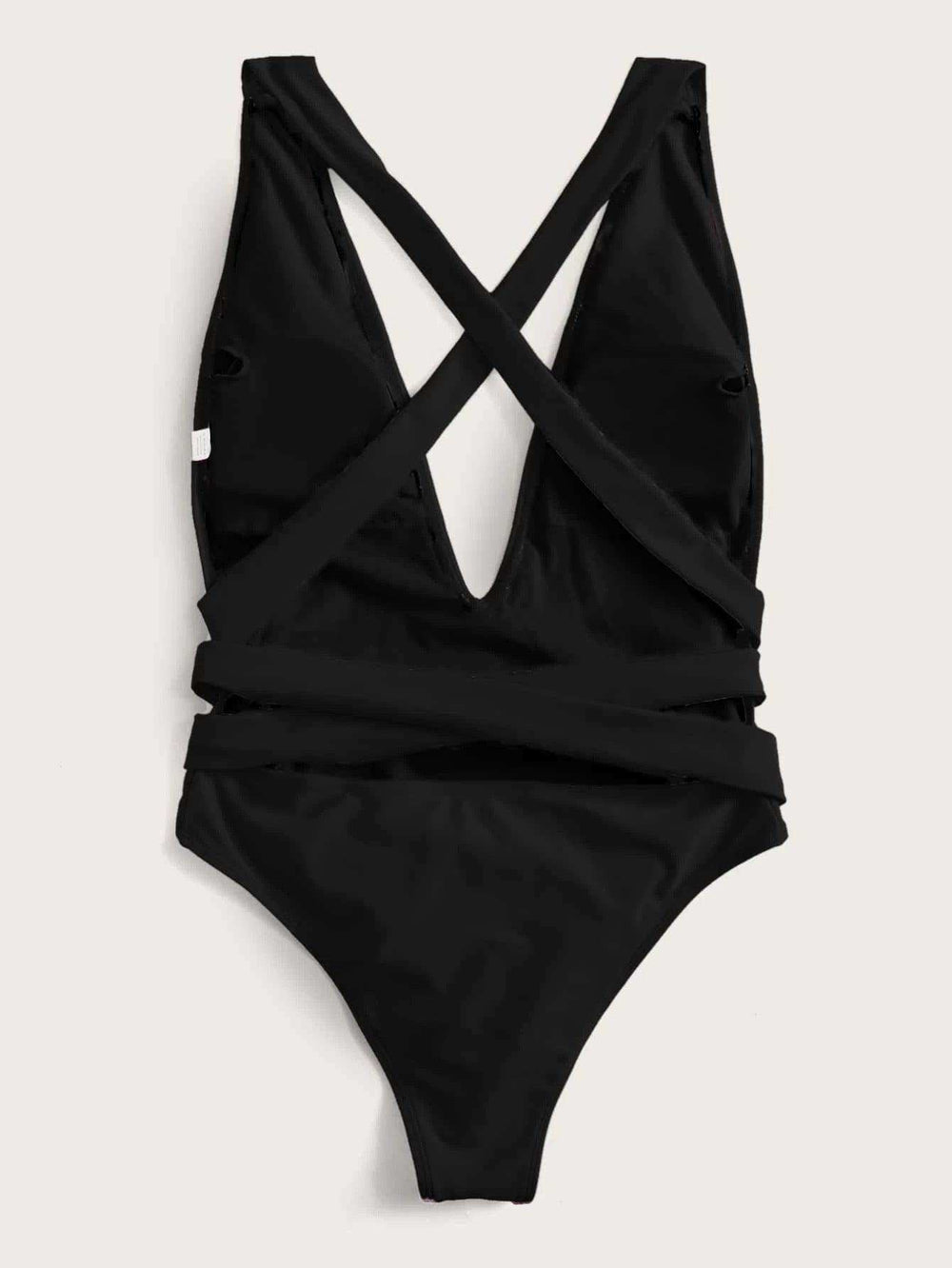Halter Neck Deep V Tied One-Piece Swimsuit - Trendsi - Flyclothing LLC