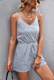 Spaghetti Strap V-Neck Pocket Romper - Trendsi - Flyclothing LLC