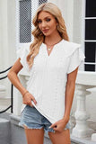 Eyelet Notched Short Sleeve T-Shirt - Trendsi - Flyclothing LLC