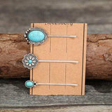 3 PCS/Set Artificial Turquoise Hair Pins - Trendsi - Flyclothing LLC