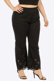 Plus Size Openwork Elastic Waist Pants - Trendsi - Flyclothing LLC