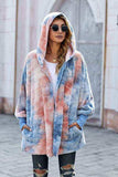 Tie-Dye Plush Hooded Jacket with Pockets - Trendsi - Flyclothing LLC