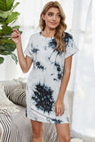 Tie-Dye Round Neck Tee Dress with Pockets - Trendsi - Flyclothing LLC