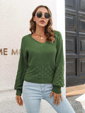 V-Neck Long Sleeve Sweater - Trendsi - Flyclothing LLC