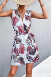 Printed Zip Detail Belted Sleeveless Dress - Trendsi - Flyclothing LLC
