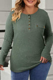 Plus Size Half Snap Long Sleeve T-Shirt - Trendsi - Flyclothing LLC