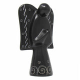 Soapstone Angel Sculpture - Black Finish with Etch Design - SMOLArt - Flyclothing LLC