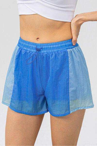 Color Block Drawstring Active Shorts - Trendsi - Flyclothing LLC