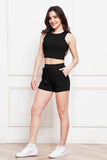 Round Neck Tank and Drawstring Shorts Set - Trendsi - Flyclothing LLC