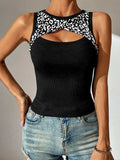 Leopard Cutout Round Neck Tank - Trendsi - Flyclothing LLC