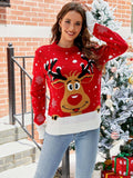 Reindeer Round Neck Sweater - Trendsi - Flyclothing LLC