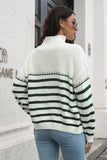Striped Turtleneck Drop Shoulder Sweater - Trendsi - Flyclothing LLC