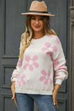 Floral Print Round Neck Dropped Shoulder Pullover Sweater - Trendsi - Flyclothing LLC