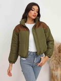 Two-Tone Zip-Up Puffer Jacket - Trendsi - Flyclothing LLC