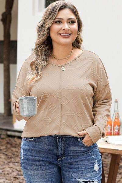 Plus Size Exposed Seam Dropped Shoulder T-Shirt - Trendsi - Flyclothing LLC