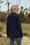 Collared Neck Cable-Knit Long Sleeve Blouse - Trendsi - Flyclothing LLC