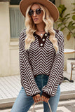 Striped Collared Neck Buttoned Pullover Sweater - Trendsi - Flyclothing LLC
