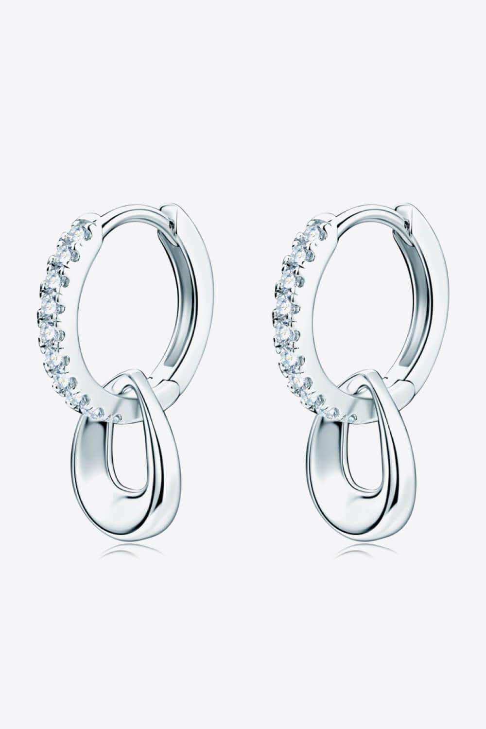 925 Sterling Silver Moissanite Double Hoop Earrings - Trendsi - Flyclothing LLC
