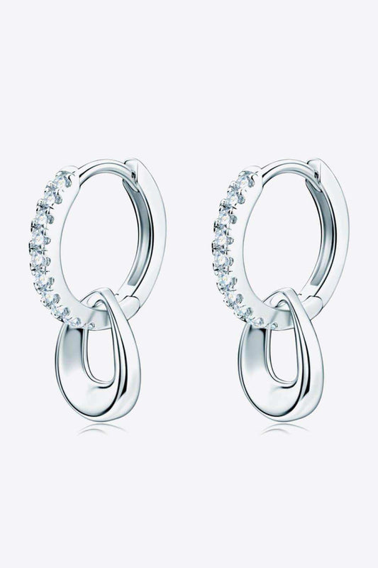 925 Sterling Silver Moissanite Double Hoop Earrings - Trendsi - Flyclothing LLC