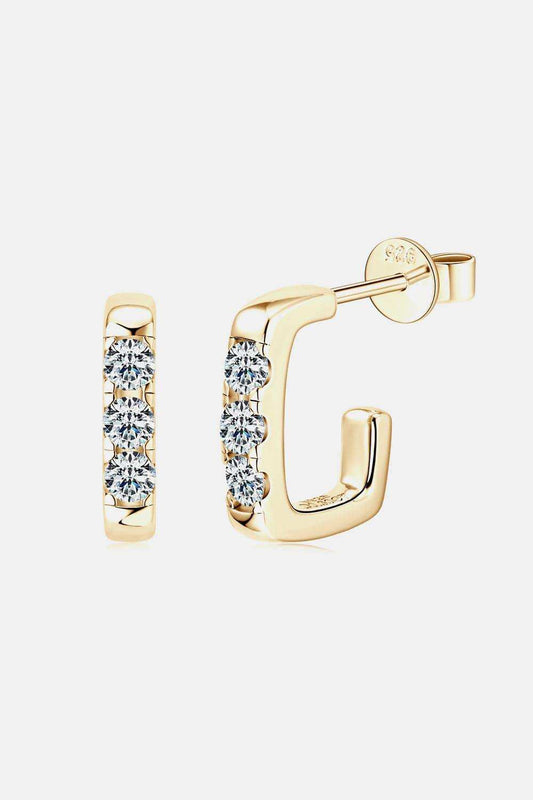 Moissanite 925 Sterling Silver Geometrical Huggie Earrings - Trendsi - Flyclothing LLC