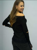 Full Size Off-Shoulder Cutout Fringe Hem Top - Trendsi - Flyclothing LLC