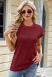 Round Neck Cap Sleeve T-Shirt - Trendsi - Flyclothing LLC