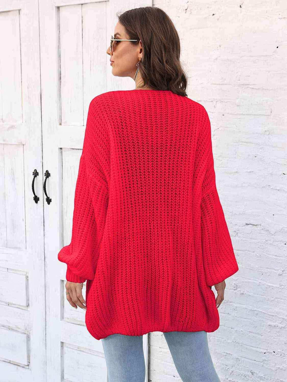 Open Front Dropped Shoulder Longline Cardigan - Trendsi - Flyclothing LLC
