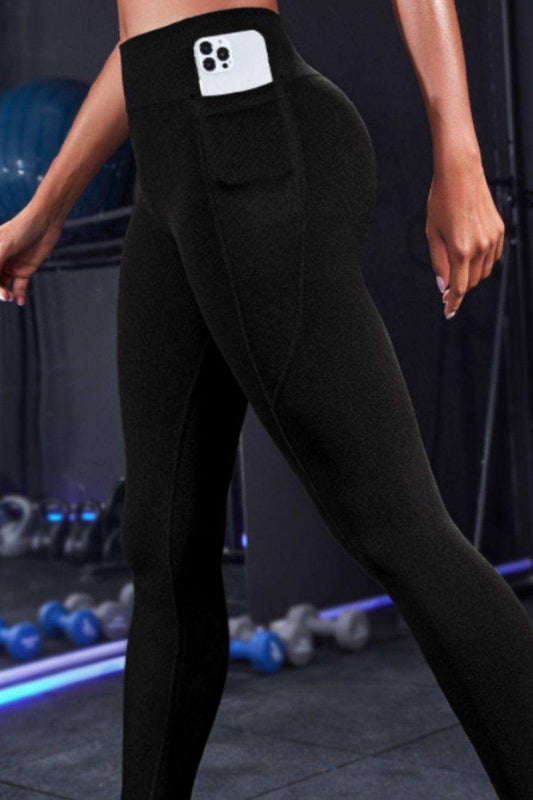 Wide Waistband Sports Leggings - Trendsi - Flyclothing LLC