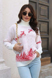 Reindeer & Snow Pattern Turtle Neck Pullover Sweater - Trendsi - Flyclothing LLC