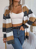 Openwork Striped Open Front Cardigan - Trendsi - Flyclothing LLC