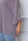 Notched Roll-Tab Sleeve Blouse - Trendsi - Flyclothing LLC