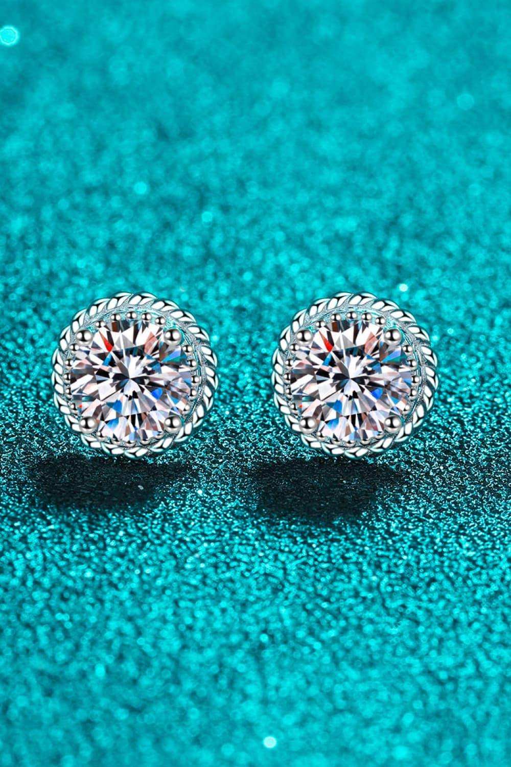 2 Carat Moissanite 925 Sterling Silver Stud Earrings - Trendsi - Flyclothing LLC